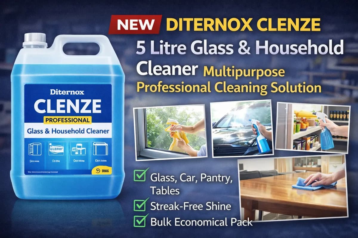 Diternox Clenze Professional Glass & Household Cleaner (5 Litre): One Solution for a Spotless Home and Car