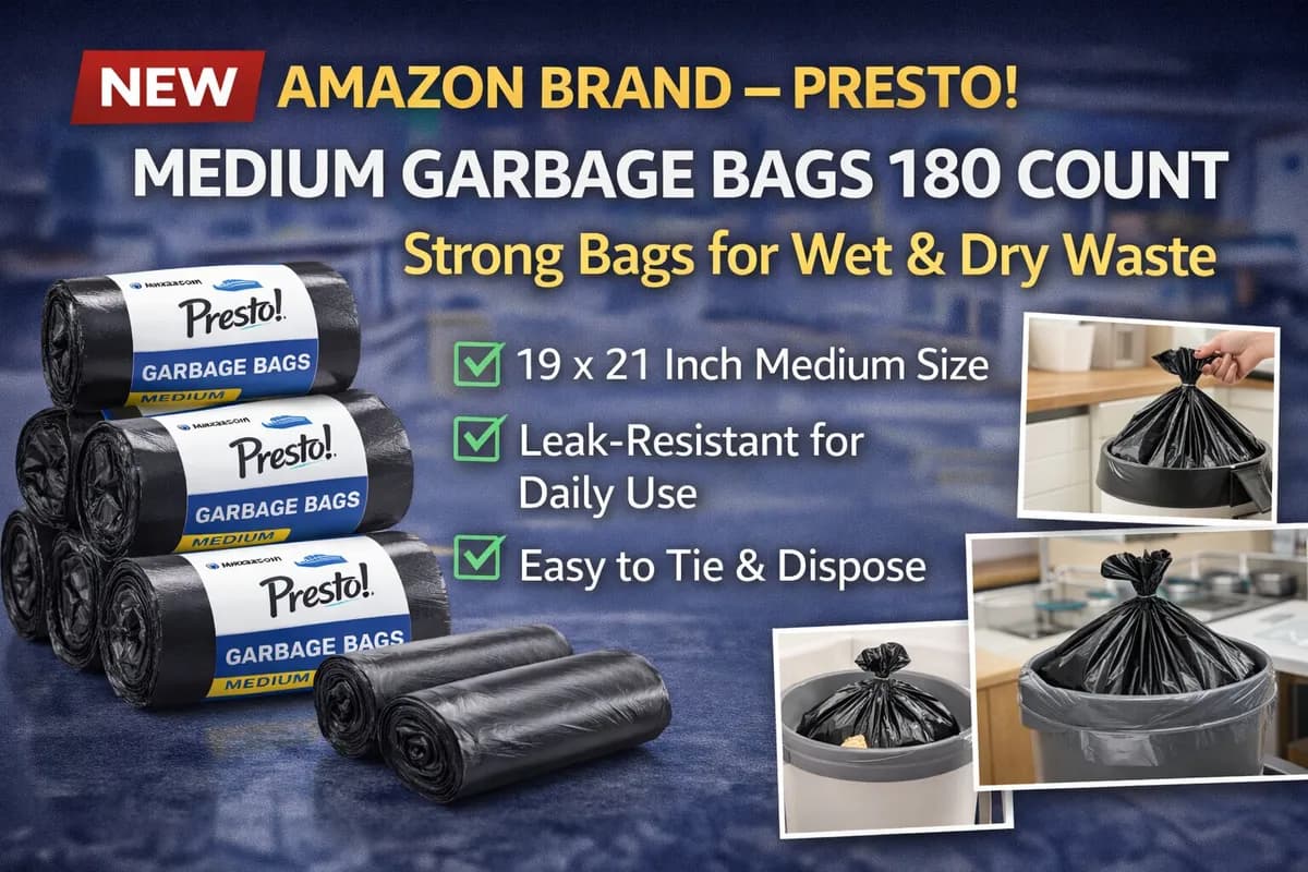 Amazon Presto! Medium Garbage Bags 180 Count – Strong Bags for Wet & Dry Waste